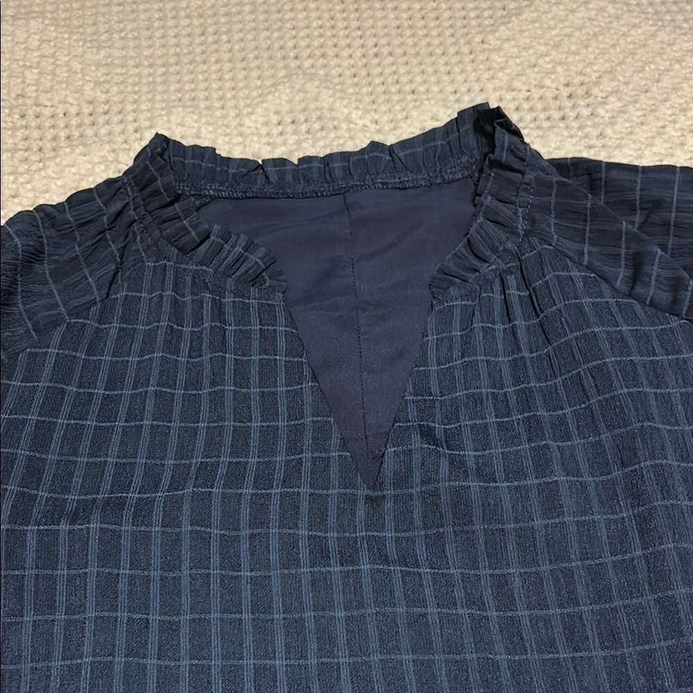Cupshe Grid Print Navy Ruffled Mini Dress size L - Picture 3 of 14